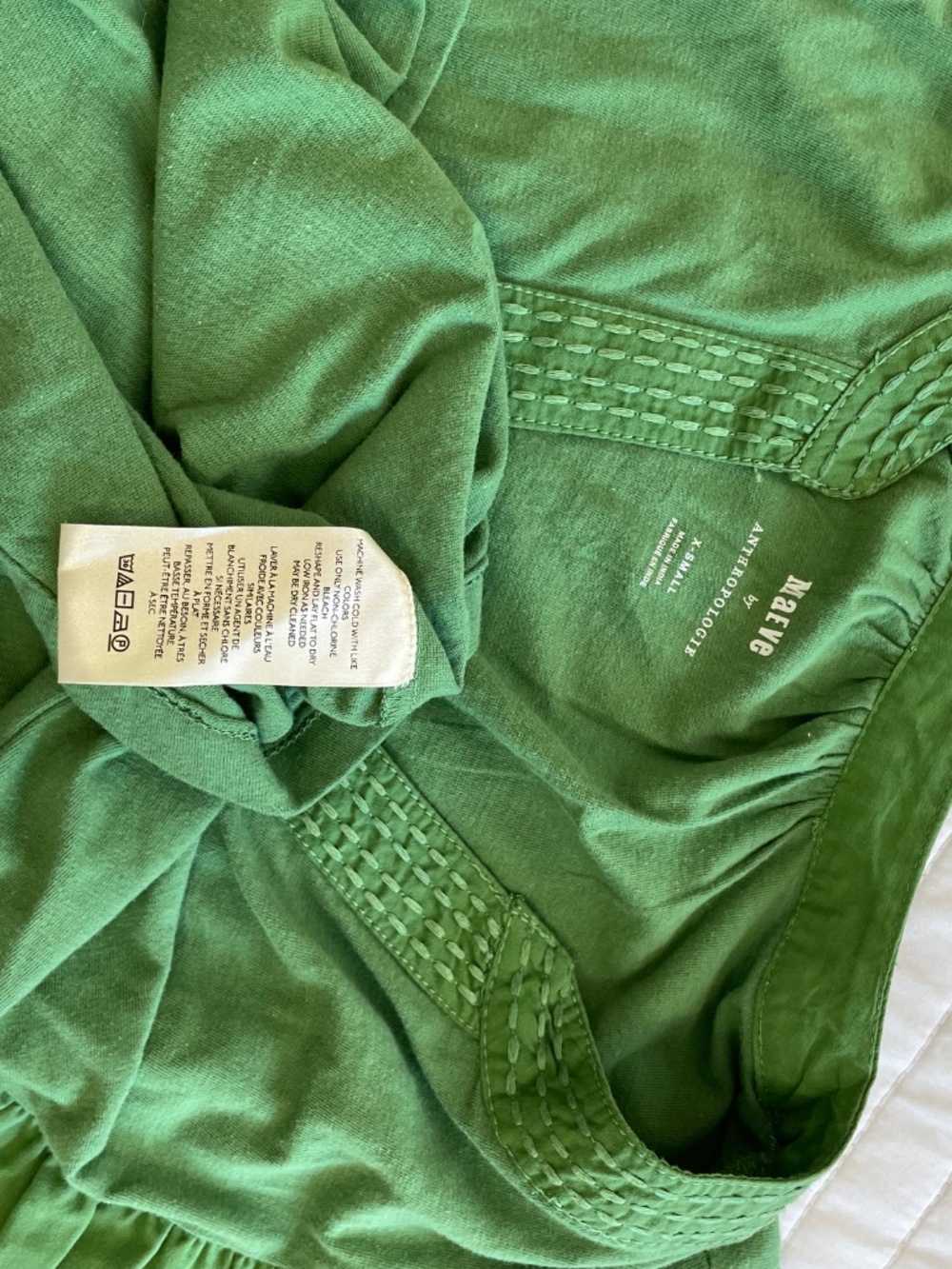 Maeve by Anthropologie XS Green Flutter Sleeve Ruffle Top - Picture 4 of 6
